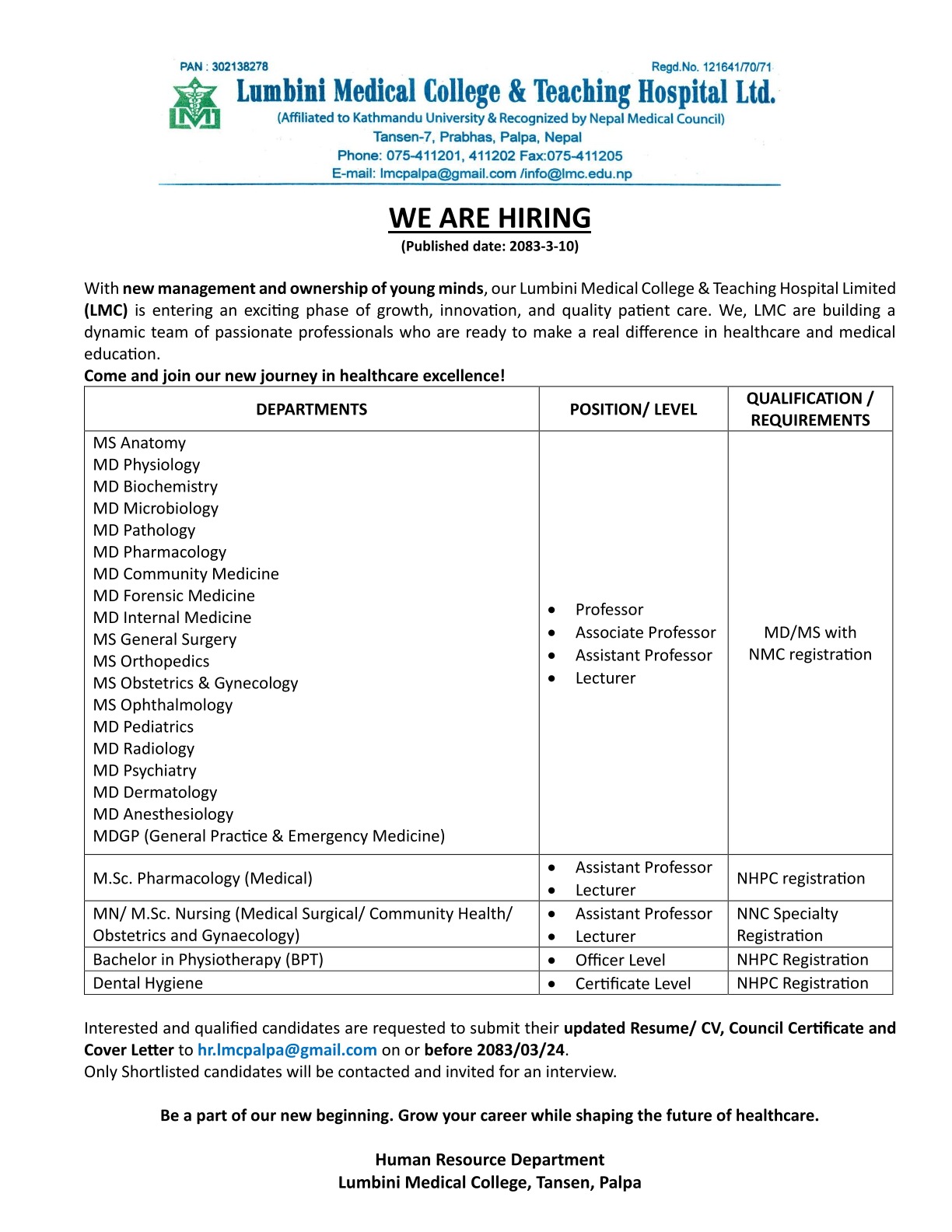Vacancy: Assistant Professor - Internal Medicine